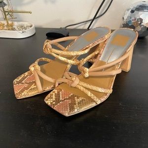 Snakeskin heeled sandals